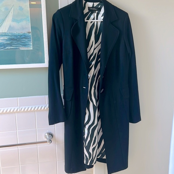 Cache contour collection long pea coat style jacket zebra print - Picture 1 of 5